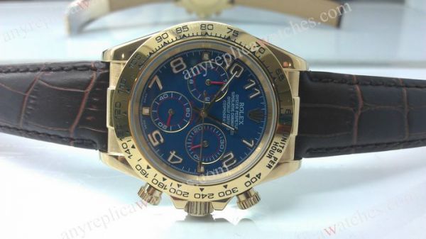 Rolex Daytona Blue Dial Brown Leather Strap Watch For Sale